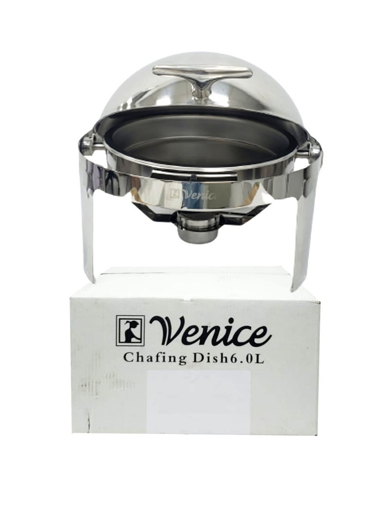 Roll Top Chafing Dish Silver 6 Ltr