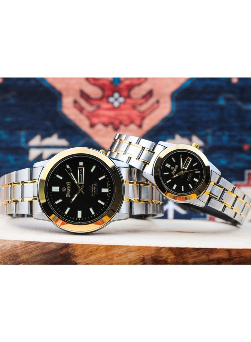 Couples SET Quartz Silver & Gold Stainless Steel Band Watch 10051