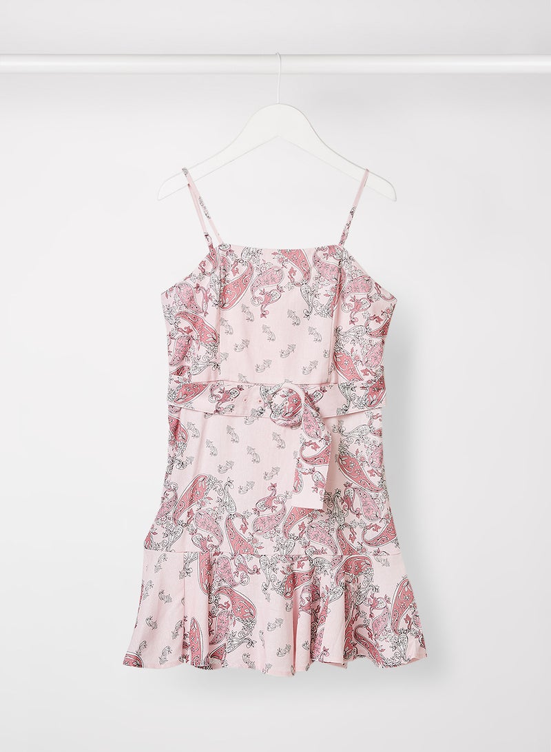 Teen Paisley Print Dress Pink