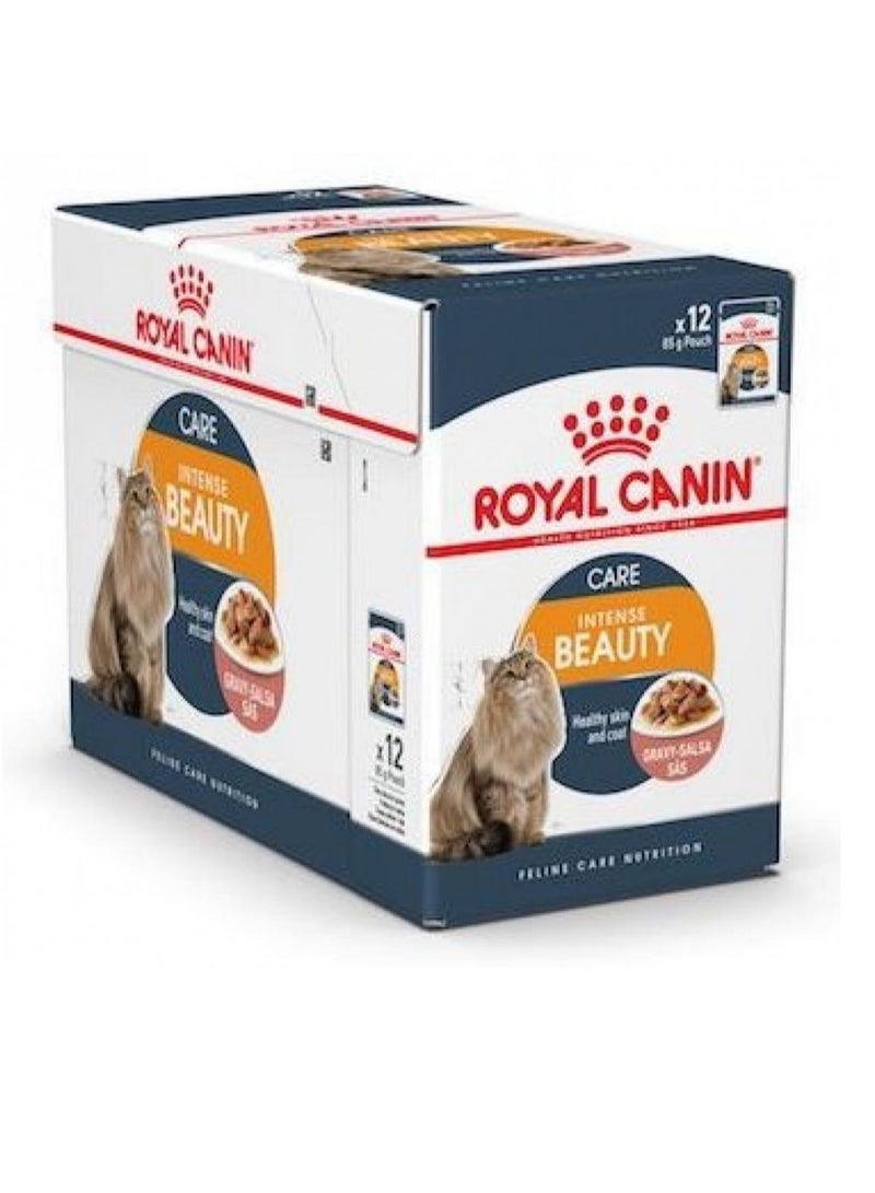 Royal Canin Feline Care Nutrition Hair & Skin Gravy Cat Wet Food Pouches 12x85g