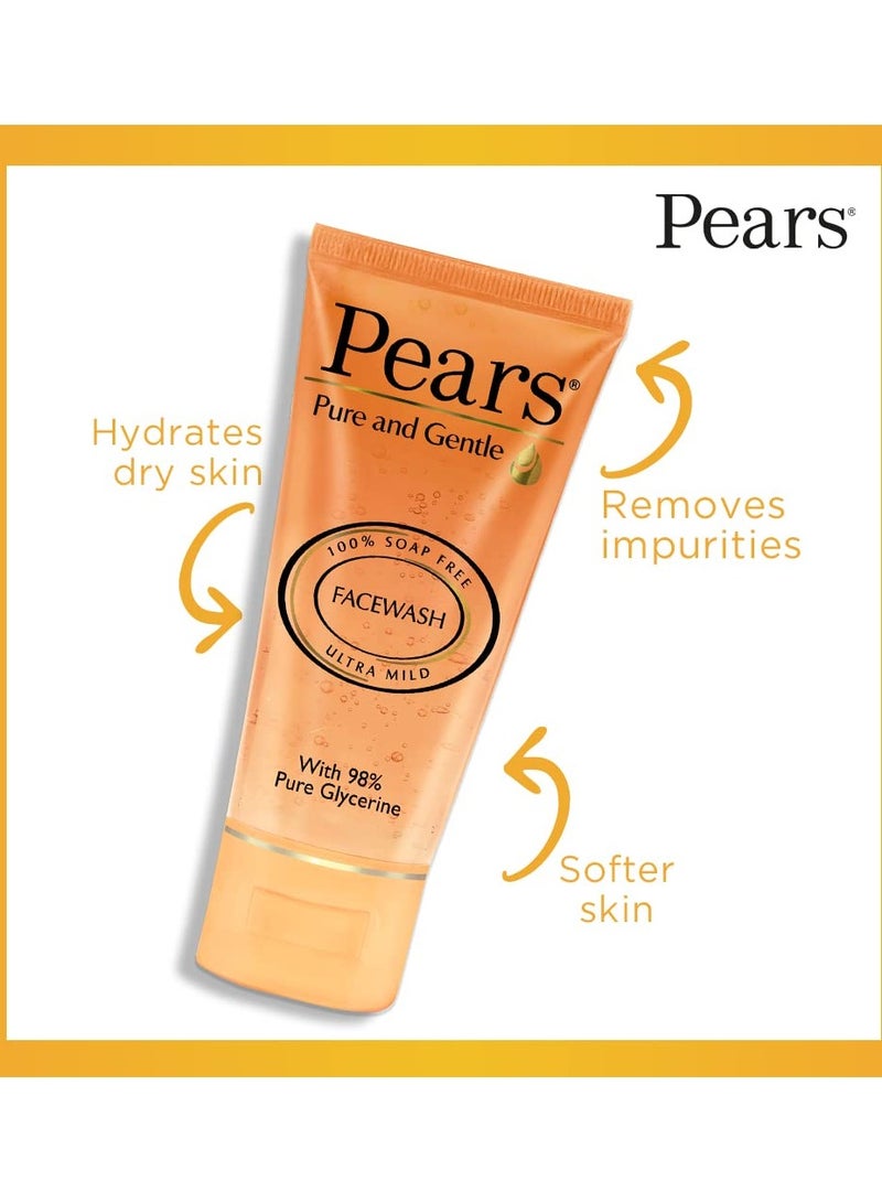 PEARS Pure and Gentle Daily Cleansing Facewash Mild Cleanser With Glycerine Balances PH 100% Soap Free 150 g