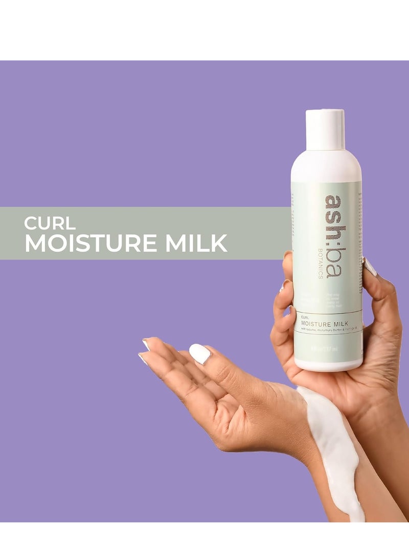 Ashba Botanics Curl Moisture Milk for Curly Wavy Hair leave in cream Deep Moisture for dry frizzy hair Silicone Free 237 ml