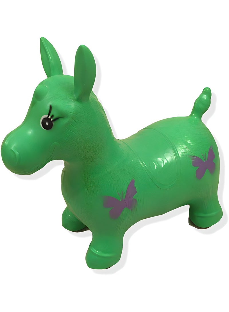 Bouncing Inflatable Rubber Horse Ride on for Kids - Green