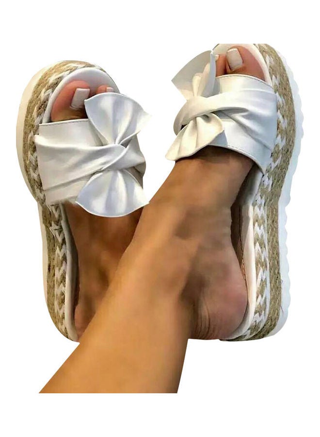 Women Fashion Summer Bow-knot Anti-Skid Sandals White/Beige