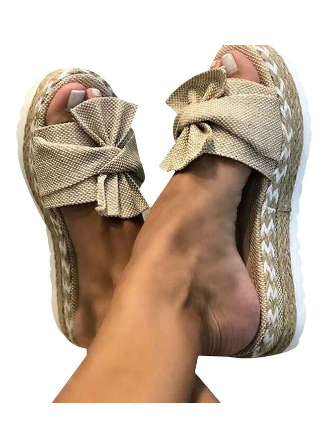 Women Fashion Summer Bow-knot Anti-Skid Sandals Beige/White