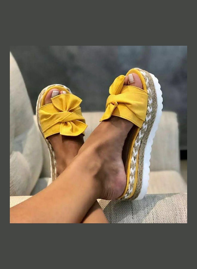 Women Fashion Summer Bow-knot Anti-Skid Sandals Yellow/Beige