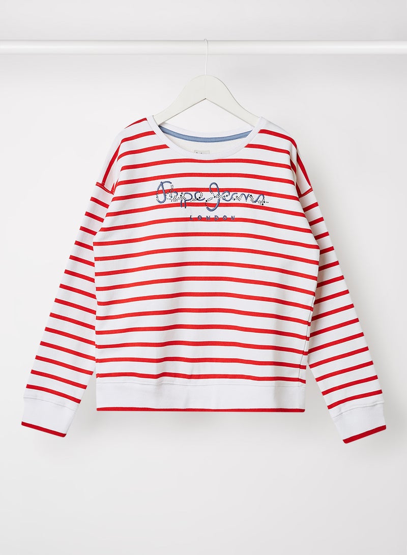 Kids/Teen Stripe Print Sweatshirt Red