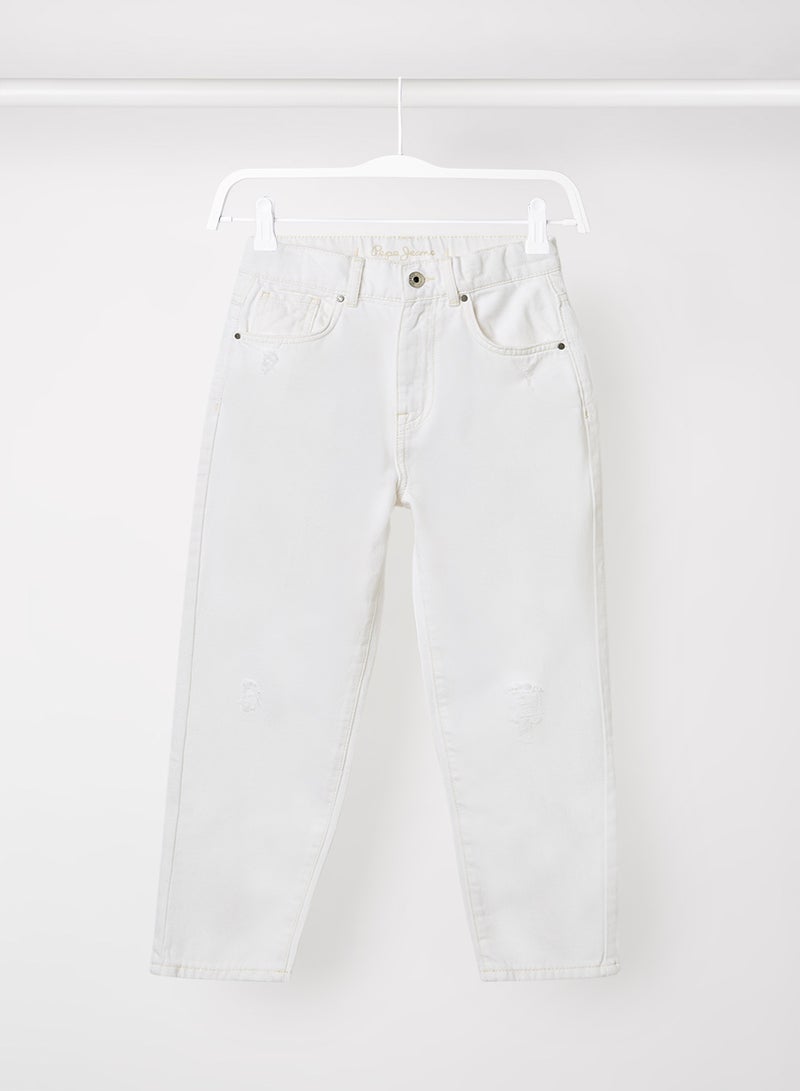 Kids/Teen High Waist Jeans White