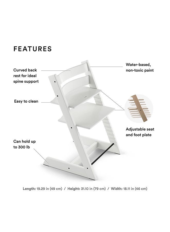 Tripp Trapp Chair Adjustable, Convertible Baby High Chair For Toddlers , Children And Adults Convenient, Comfortable And Ergonomic Classic Design White