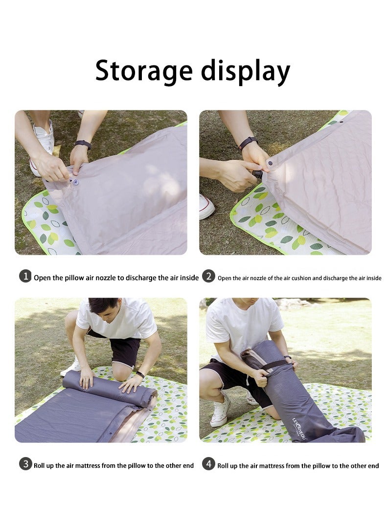 Automatic Inflatable Mattress Sleeping Mat Camping Moisture-Proof Mat Outdoor Camping Air Mattress Bed Tent Floor Mat Inflatable Pillow Suitable for Indoor and Outdoor Use (Single Mattress)