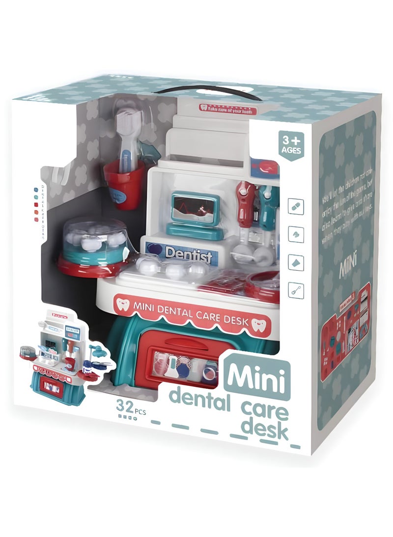 Dentist Kit Toy,Doctor Pretend Play Set With 32PCS Of Dental Accessories,medical Toy set,Dental Desk For Kids 3+