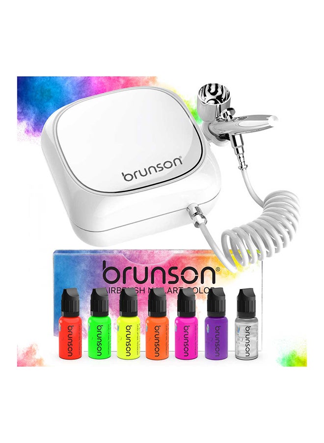 Portable Airbrush Kit With Compressor Handheld Cordless Air Brush Pen Dual Action 3 Level Adjustable Pressure Built In Battery For Painting Model Coloring Nail Art Makeup Cake Decorating