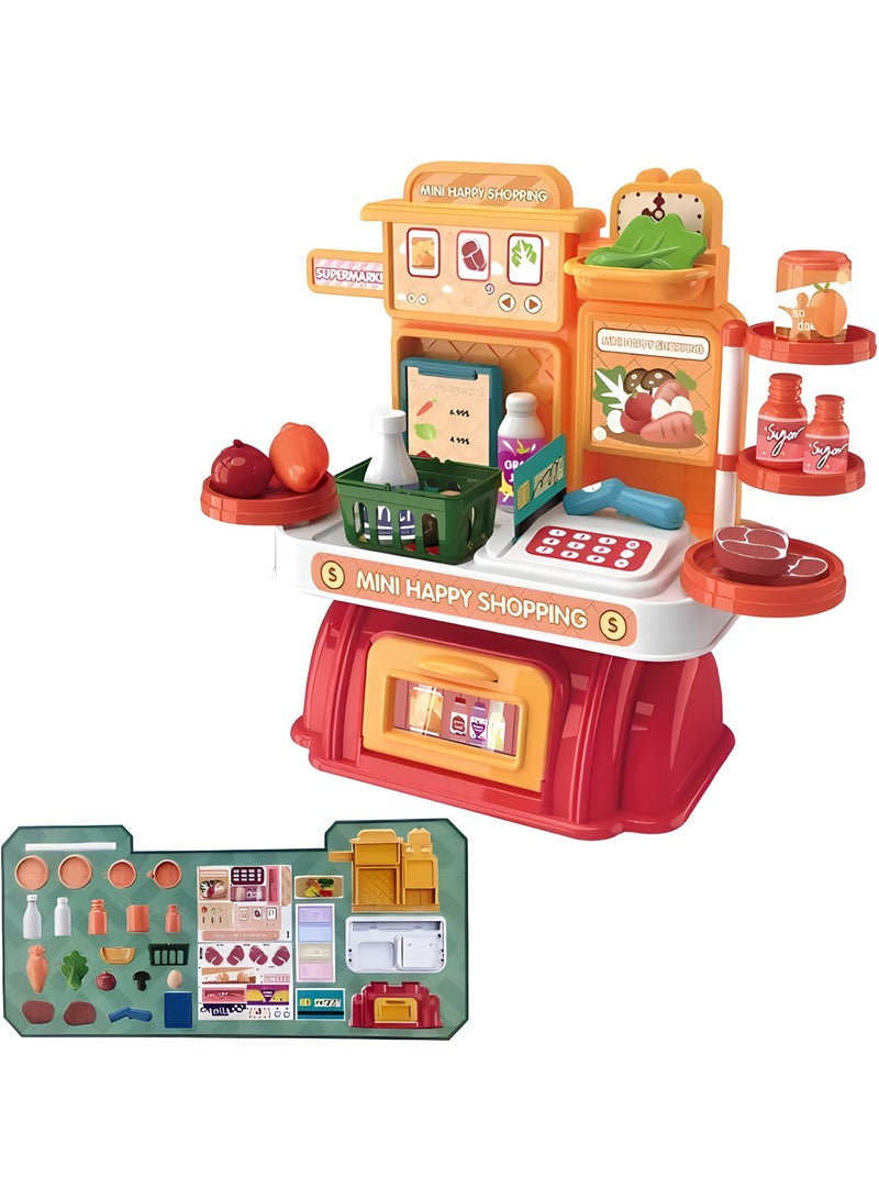 Supermarket Grocery Store Mart Toys for Kids with Cashier Play Set, Toy Scanner,Pretend Play Toys for Kids,Role Play Toys,Shopping Desk For Kids 3+