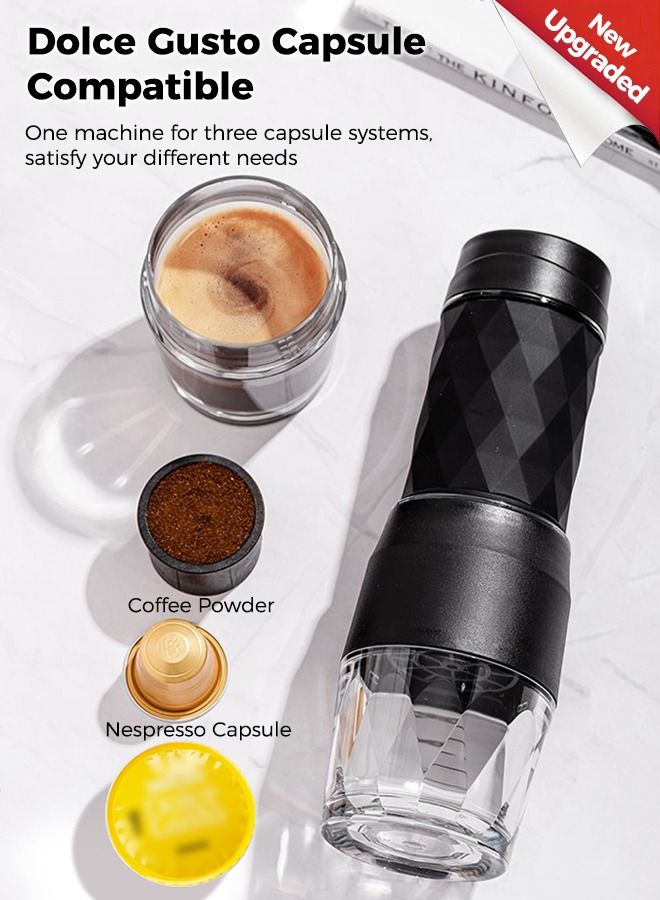 New Manual Portable Espresso Machine For Coffee Brew And Milk Foamer 120ML Black