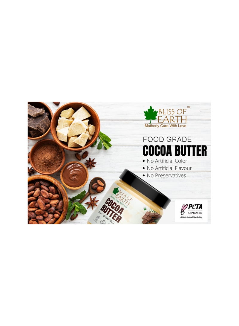 Cocoa Butter 100% Pure Organic Raw 200GM Raw Unrefined  African Great For Face, Skin, Body, Lips, DIY products Pack of 2