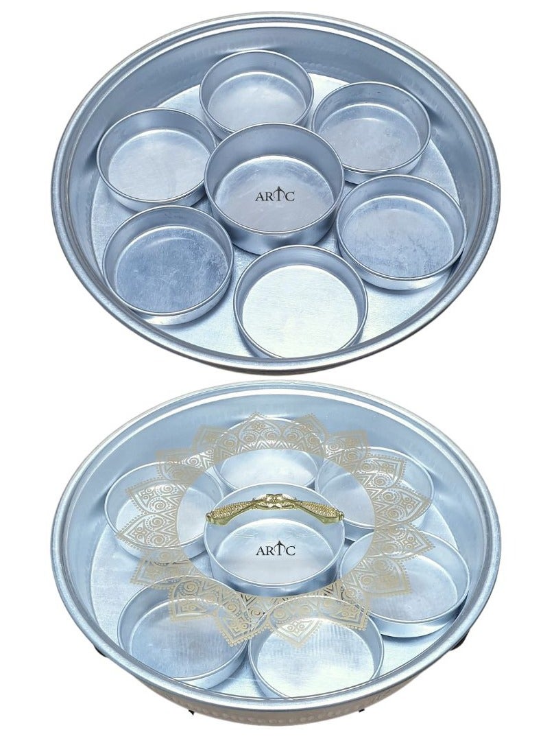 ARTC Silver Aluminum Breakfast Buffet Chaffing Dish And Serving Tray With Stand And Acrylic Lid