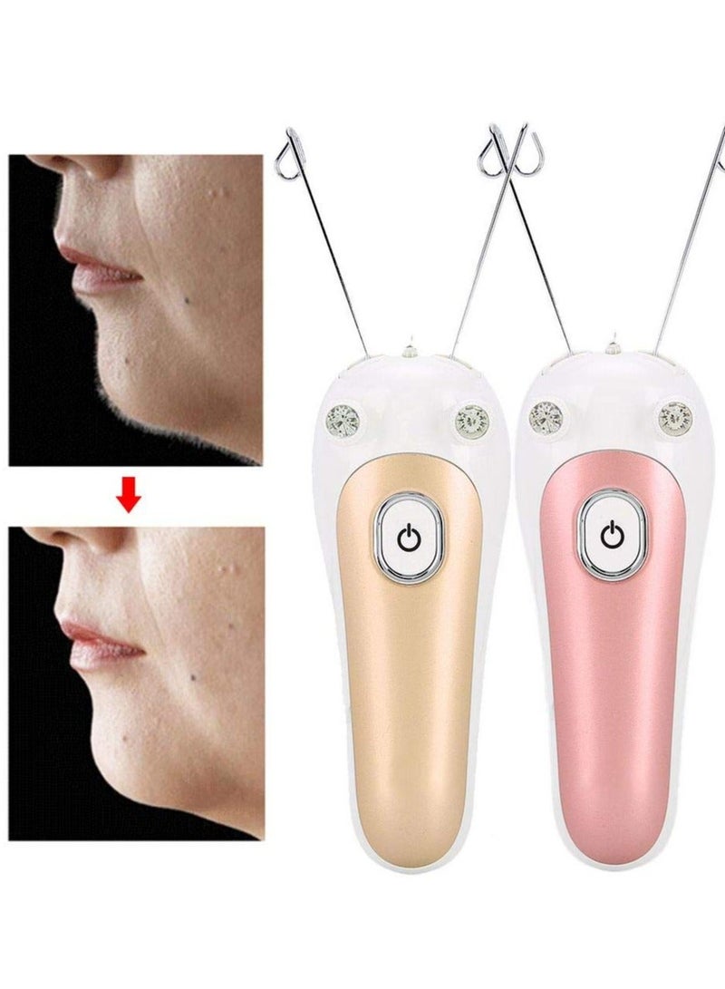 Electric Facial Hair Remover for Women, SYOSI Threading Epilator,Face Massager Pull Faces Delicate Device Depilation, Epilator Trimmer Ladies Removing Fuzz(Gold)