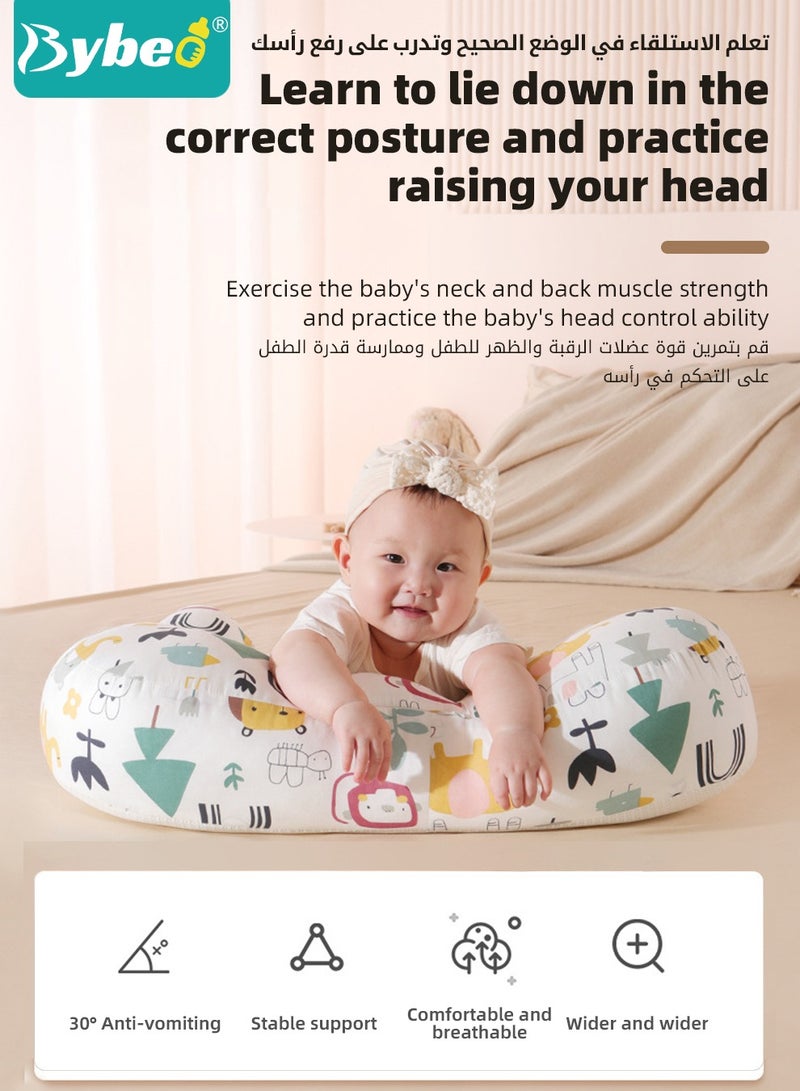 Baby Nursing Pillow for Breastfeeding, Multifunctional Toddler Look Up and Lying Pillows, Anti vomit Milk Babies Crib Headrest for Newborn and Infant, 30 Degree Incline, Enlarged and Widened