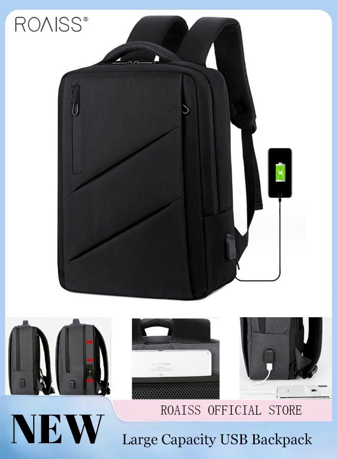 Leisure Usb Business Computer Backpack Manually Expandable Fashion Backpack Large Capacity Multi Pocket Storage Travel Backpack