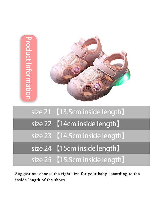 Children's Closed-Toe Sandals Soft Soles With Lights for Toddlers to Learn Walking Shoes Kick-Proof Beach Sandals