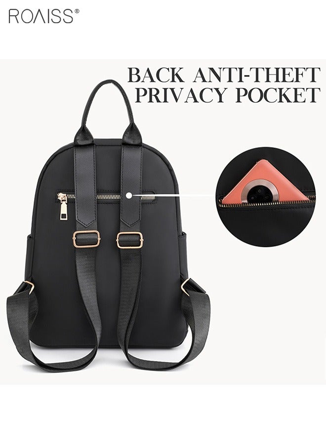 Women's Waterproof Oxford Cloth Backpack Stitch Grid Rivet Decoration Adjustable Shoulder Strap High Capacity Backpack