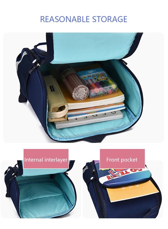 Kids School Backpack Waterproof Multifunctional Book Bag with Compartments Large Capacity School Bag Anti Theft Travel Daypack Backpack for Kids Students Pupils Blue