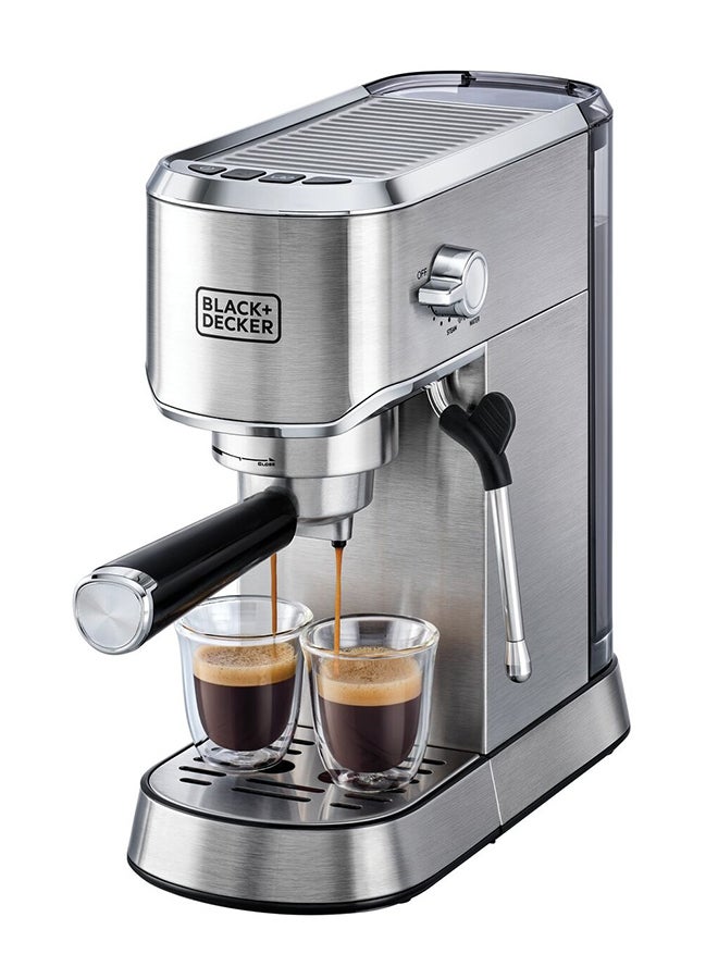 Manual Barista Pump Espresso Coffee Machine, Cappuccino, Latte Macchiato, Milk Frother, 1 L 1450 W ECM150-B5 Silver