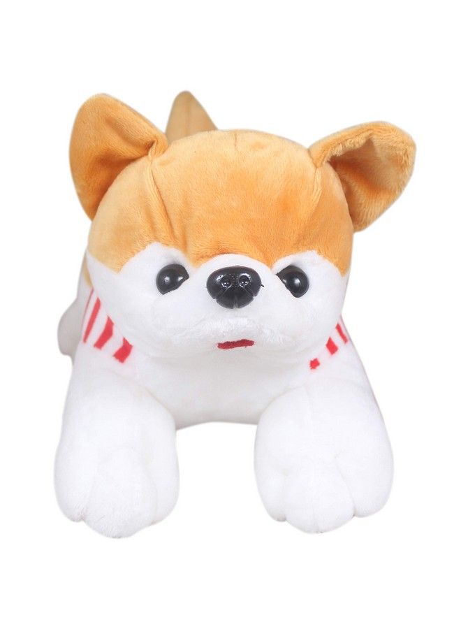 Beige Soft Dressed Laying Husky Dog Plush Animal Soft Toy For Kids (Size: 32 Cm)