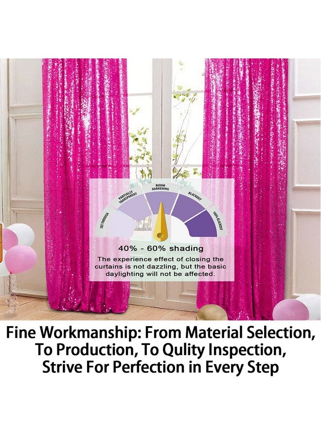 Sequin Backdrop Curtain 8Ftx8Ft Hot Pink Glitter Background Sequin Curtains Wedding Photo Backdrop Fuchsia Sequin Fabric Backdrops For Photography