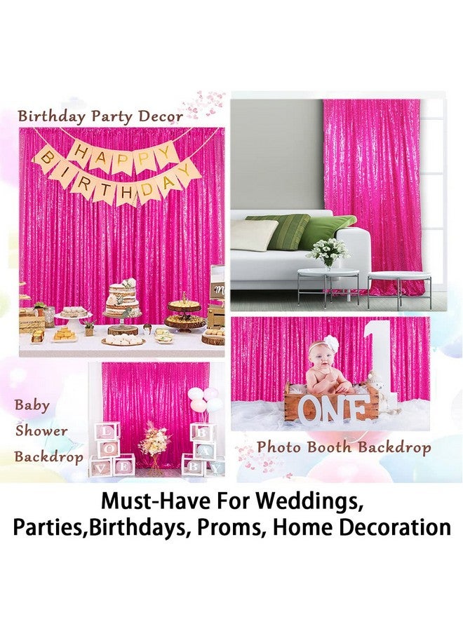 Sequin Backdrop Curtain 8Ftx8Ft Hot Pink Glitter Background Sequin Curtains Wedding Photo Backdrop Fuchsia Sequin Fabric Backdrops For Photography
