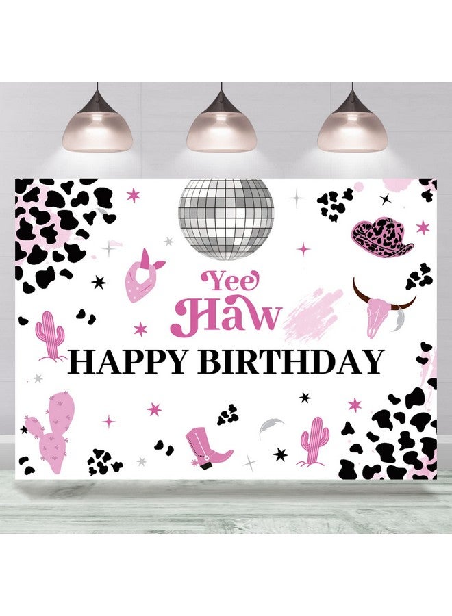 Western Cowgirl Birthday Backdrop Yee Haw Wild West Pink And Black Cowgirl Theme Photography Background Cactus Boots Birthday Party Decorations Supplies Hip Hop Banner Photo Booth Props 7X5Ft