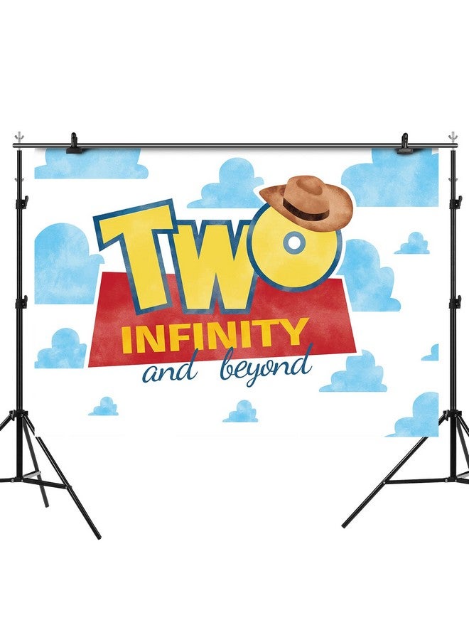 Two Infinity And Beyond Backdrop 2Nd Birthday Hat Blue Clouds Birthday Party Supplies Decorations Photography Background For Kids Boys Second Birthday Cake Table Banner Photo Booth Props 7X5Ft