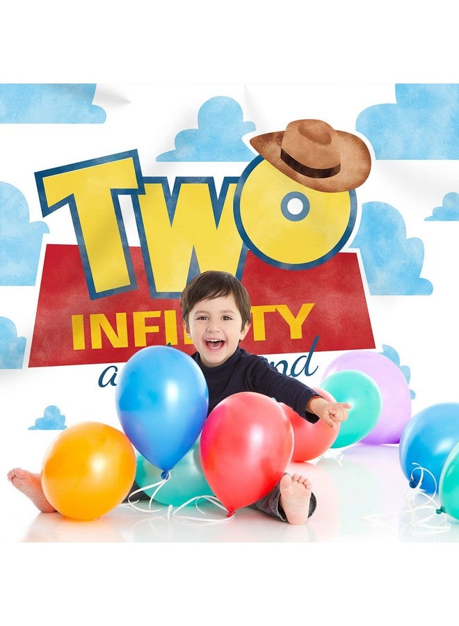 Two Infinity And Beyond Backdrop 2Nd Birthday Hat Blue Clouds Birthday Party Supplies Decorations Photography Background For Kids Boys Second Birthday Cake Table Banner Photo Booth Props 7X5Ft