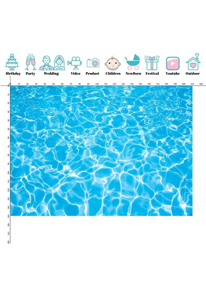 7X5Ft Water Blue Summer Swimming Pool Splash Water Ripple Birthday Banner Photography Backdrops Party Photo Studio Booth Background Newborn Swimming Party Banner Sk1223B
