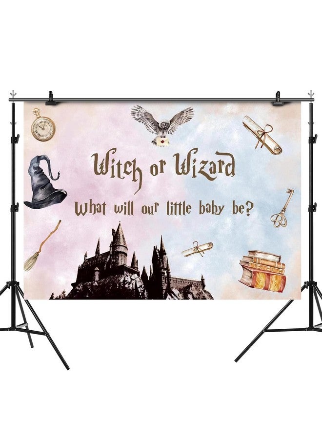 Gender Reveal Backdrop Witch Or Wizard Pink Or Blue He Or She Photography Background Boy Or Girl Magic Castle Pregnancy Reveal Surprise Party Decorations Banner Photo Booth Props 7X5Ft