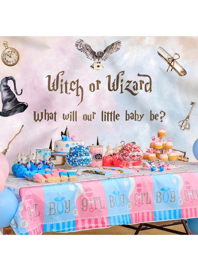 Gender Reveal Backdrop Witch Or Wizard Pink Or Blue He Or She Photography Background Boy Or Girl Magic Castle Pregnancy Reveal Surprise Party Decorations Banner Photo Booth Props 7X5Ft