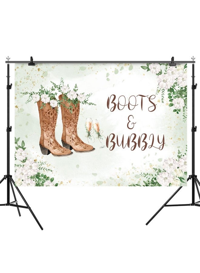 Boots And Bubbly Bridal Shower Backdrop Western Leaves Flowers Wedding Photography Background Champagne Bride To Be Engagement Party Decorations Banner Supplies Favors Photo Booth Props 7X5Ft