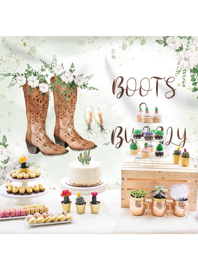 Boots And Bubbly Bridal Shower Backdrop Western Leaves Flowers Wedding Photography Background Champagne Bride To Be Engagement Party Decorations Banner Supplies Favors Photo Booth Props 7X5Ft