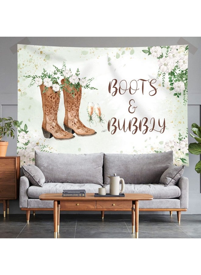 Boots And Bubbly Bridal Shower Backdrop Western Leaves Flowers Wedding Photography Background Champagne Bride To Be Engagement Party Decorations Banner Supplies Favors Photo Booth Props 7X5Ft