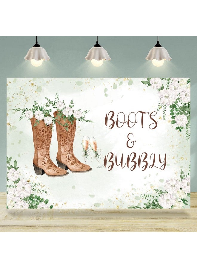 Boots And Bubbly Bridal Shower Backdrop Western Leaves Flowers Wedding Photography Background Champagne Bride To Be Engagement Party Decorations Banner Supplies Favors Photo Booth Props 7X5Ft