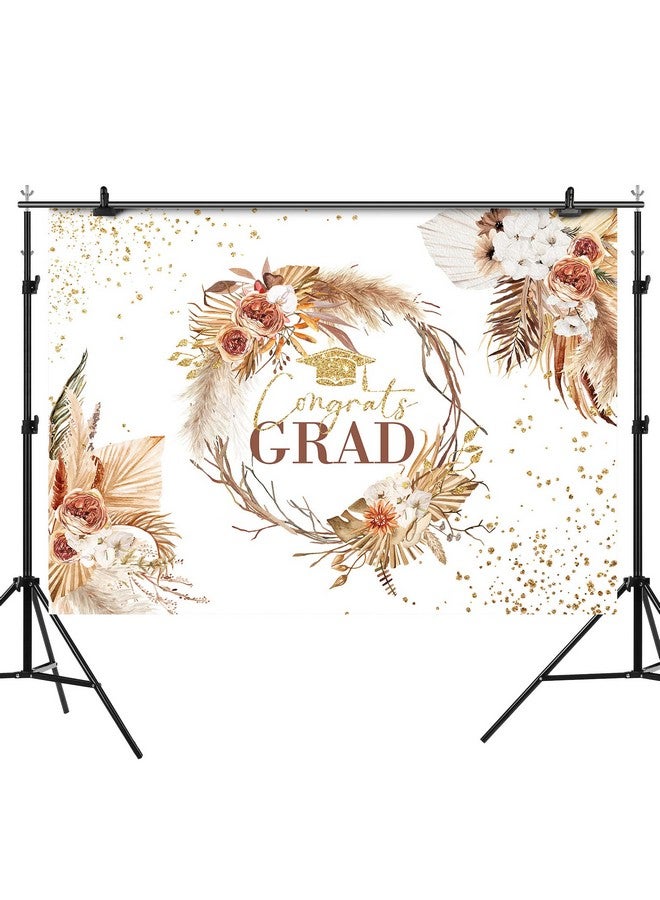 Boho Floral Graduation Backdrop Congrats Grad Flower Class Of 2023 Banner Background College Prom Party Supplies Decorations Event Decor Portrait Photography Selfie Photo Booth Props 7X5Ft