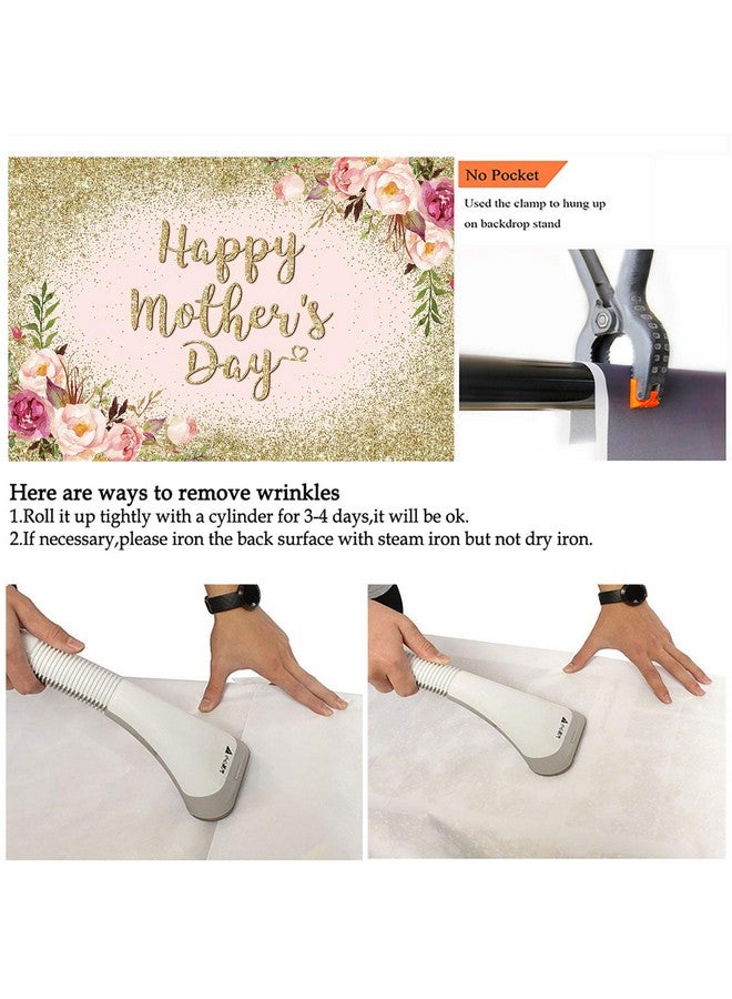 Glitter Gold Happy Mother'S Day Backdrop For Thanks Mother Party Photoshoot Photography Background Blush Pink Golden Glitters Dots Floral Mom'S Day Party Decorations Backdrops (7X5Ft)