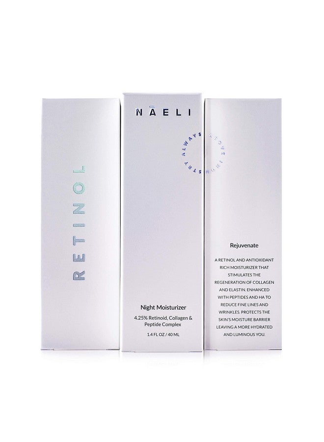 Retinoid Cream 4.25% Retinol Night Moisturizer For Face & Neck With Collagen Peptides & Hyaluronic Acid Anti Aging Wrinkle Cream Improves Skin Tone & Texture 1.4 Oz