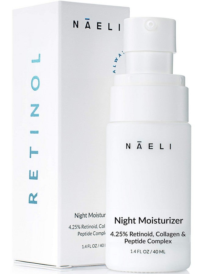 Retinoid Cream 4.25% Retinol Night Moisturizer For Face & Neck With Collagen Peptides & Hyaluronic Acid Anti Aging Wrinkle Cream Improves Skin Tone & Texture 1.4 Oz