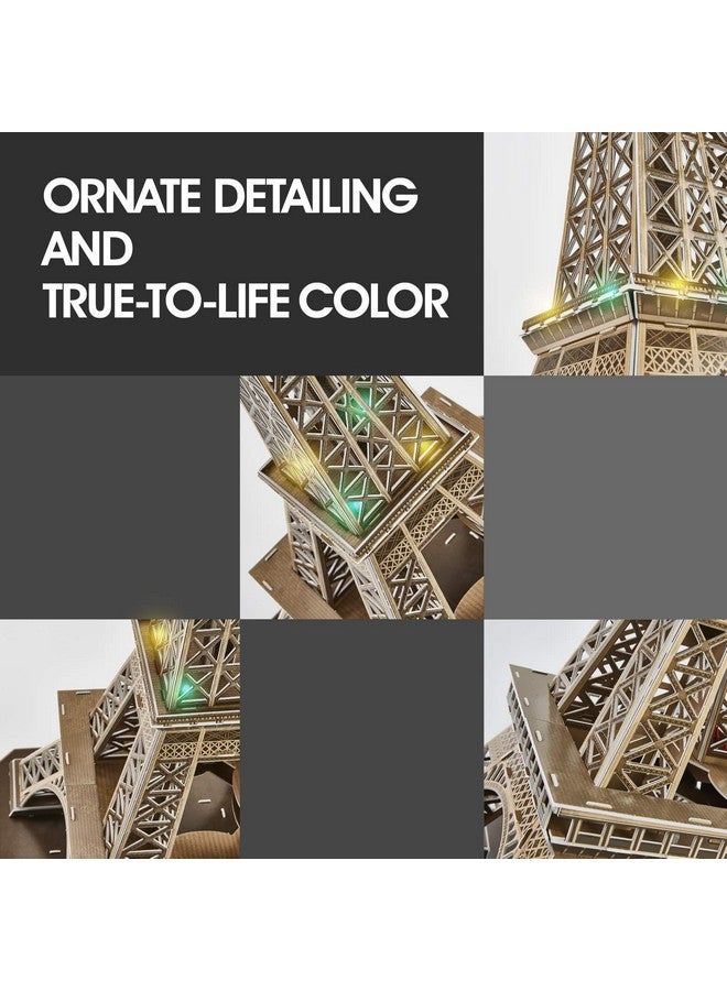 3D Puzzle For Adults Eiffel Tower With Shining Led Lights Romantic Paris Architecture Model Building Kits Decor Gift For Women Men 84 Pieces