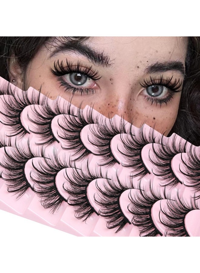 False Eyelashes Fluffy Faux Mink Lashes Wispy Fairy Cat Eye Lashes Spiky Strip Lashes Extension Natural Volume Fake Lashes Pack By Gvefetiee 8 Pairs