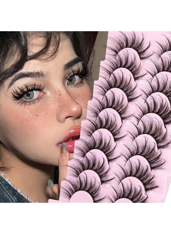 False Eyelashes Fluffy Faux Mink Lashes Wispy Fairy Cat Eye Lashes Spiky Strip Lashes Extension Natural Volume Fake Lashes Pack By Gvefetiee 8 Pairs
