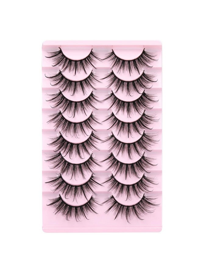 False Eyelashes Fluffy Faux Mink Lashes Wispy Fairy Cat Eye Lashes Spiky Strip Lashes Extension Natural Volume Fake Lashes Pack By Gvefetiee 8 Pairs