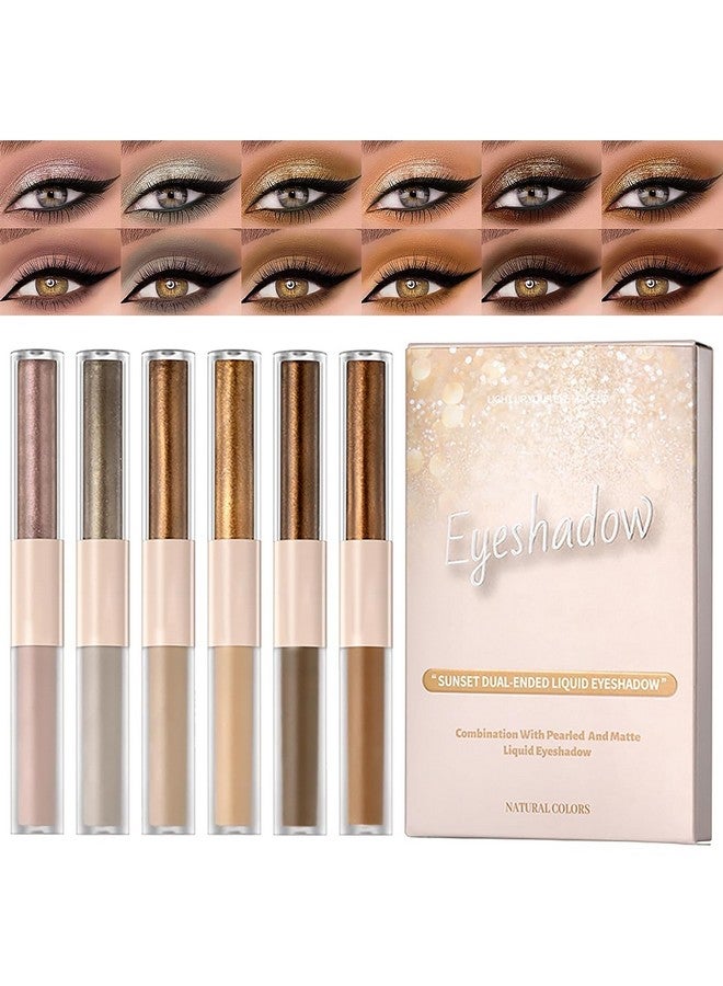 6 Pack Liquid Matte & Pearl Eyeshadow Double Head Long Lasting Shimmer Matte Eyeshadow Set Waterproof High Pigmented Eyeshadow Makeup Set.