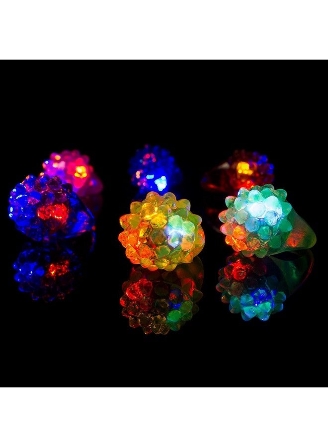 24 Pack Led Light Up Jelly Bumpy Rings ; In Bulk ; Kids Birthday Party Favors Raves Edm Concerts Giveaways Halloween Supplies Kids Sensory Toys.